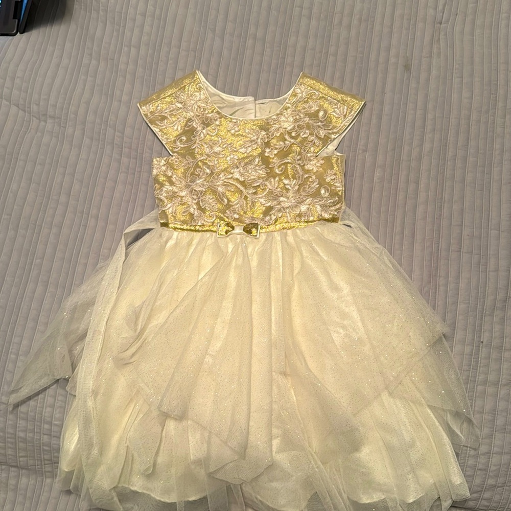Girls White Dress with Tulle Skirt